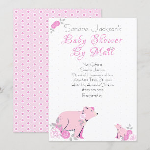 Niedliche Rosa Rose Mama Bear Cube Babydusche Einladung