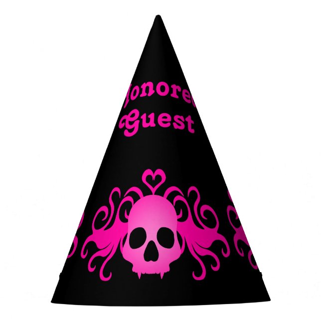 Niedliche rosa Schädel | rosa goth Art Partyhütchen (Vorderseite)