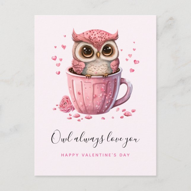 Niedliche rosa Schale am Valentinstag Postkarte (Vorderseite)