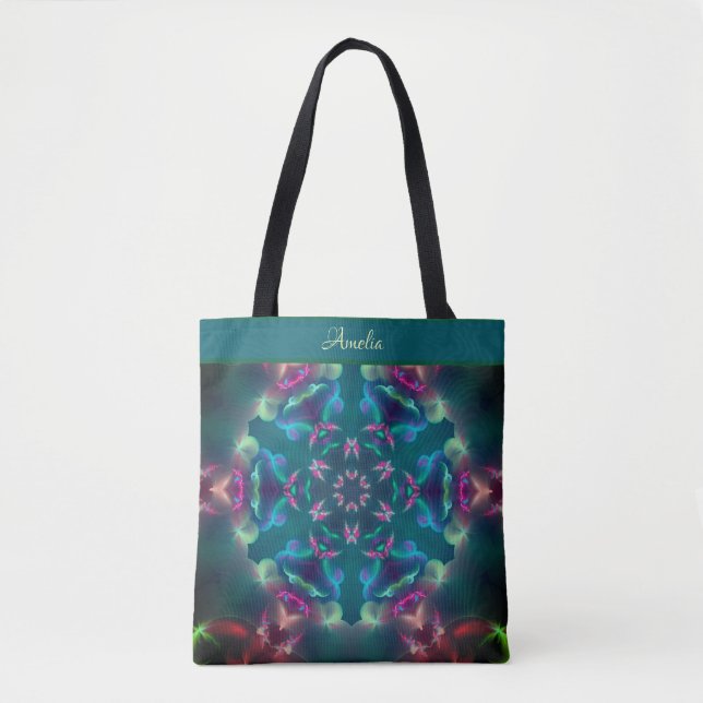 Niedliche rosa Schmetterlinge Leuchtender Kaleidos Tasche (Vorderseite)