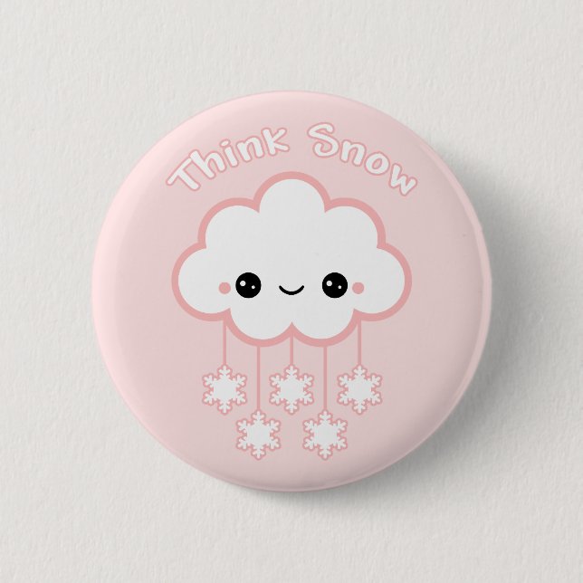 Niedliche rosa Schnee-Wolke Button (Vorderseite)