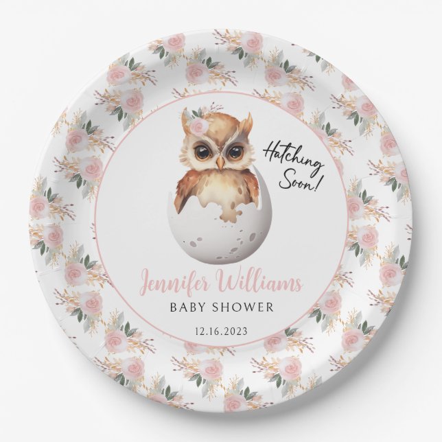 Niedliche rosa Schraffurkeule Babyduschpapier Tell Pappteller (Vorderseite)