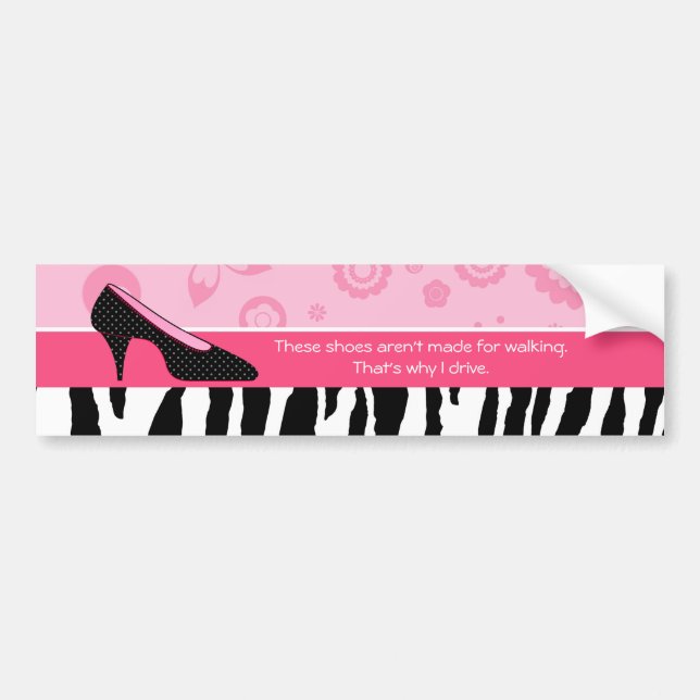 Niedliche rosa Schwarz-SchuheTrendy Zebra-Druck Autoaufkleber (Vorne)