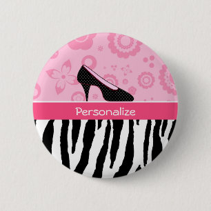 Niedliche rosa Schwarz-SchuheTrendy Zebra-Druck Button