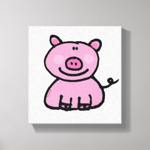 Niedliche rosa Schweine-Cartoon Leinwanddruck