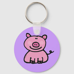 Niedliche rosa Schweinecartoon Schlüsselanhänger