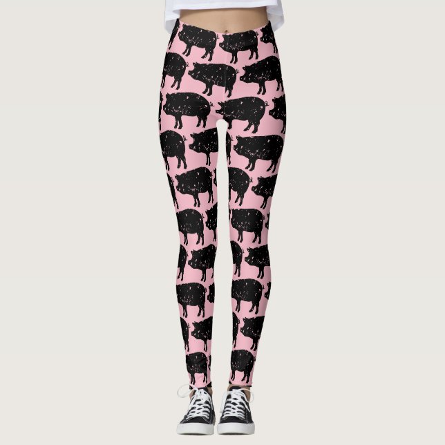 Niedliche rosa Schweinmuster-Leggings Leggings (Vorderseite)