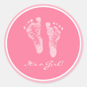 Niedliche rosa seine Baby-Abdrücke eine Runder Aufkleber