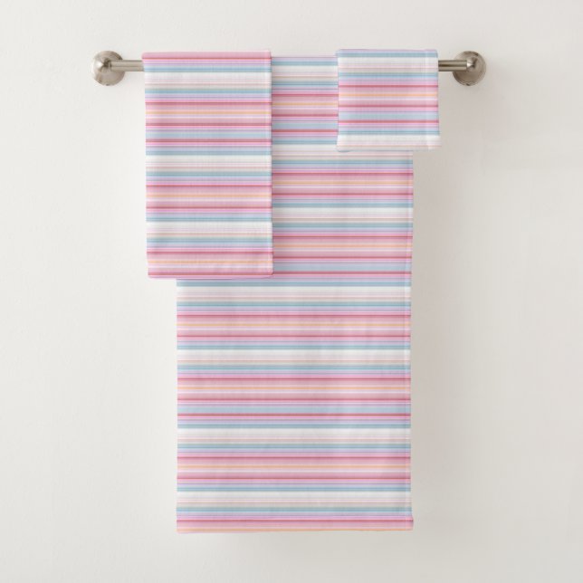 Niedliche, rosa Streifen Badhandtuch Set (Insitu)