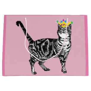 Niedliche rosa Tablette Katzen Kunstgiftasche Große Geschenktüte