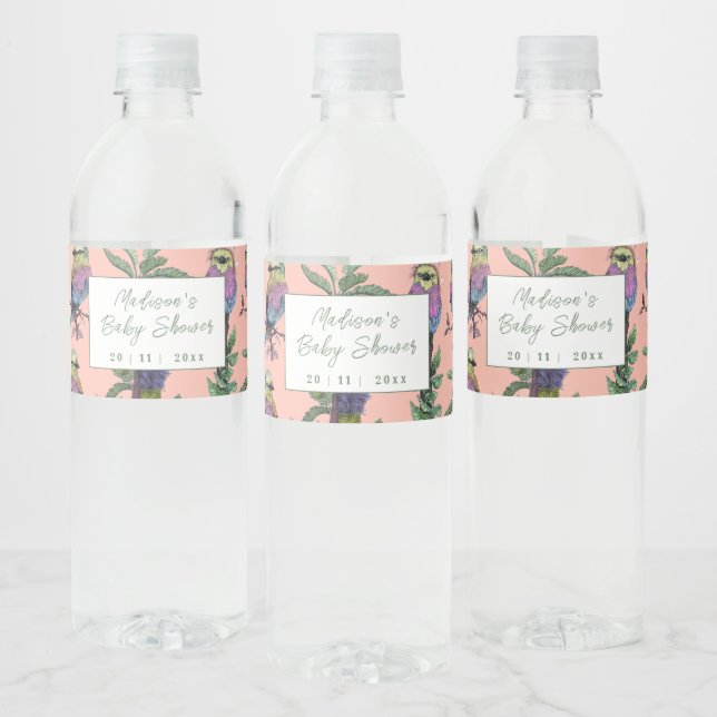Niedliche Rosa Tropical Bird Safari Kinderdusche (Flaschen)