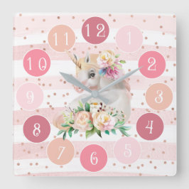 Niedliche rosa Uhr mit Watercolor Baby Unicorn