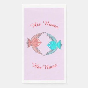 Niedliche Rosa und Blaue Liebe Vögel Custom Serviette
