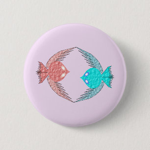 Niedliche Rosa und Blaue Liebesvögel Button