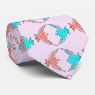 Niedliche Rosa und Blaue Liebesvögel Krawatte