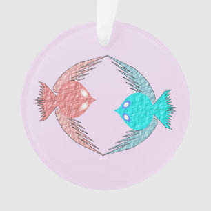 Niedliche Rosa und Blaue Liebesvögel Ornament