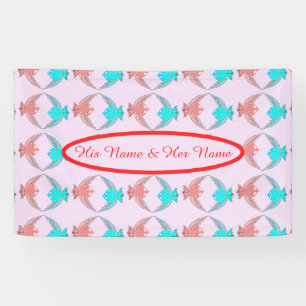 Niedliche Rosa und Blaue Liebesvögel Personalisier Banner