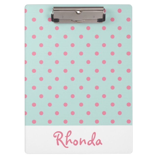 Niedliche rosa und blaue Polka-Punkte Klemmbrett (Vorderseite)