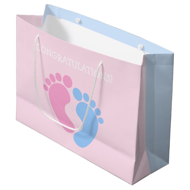 Niedliche Rosa- und Blautöne Große Geschenktüte (Vorderseite Schrägansicht)