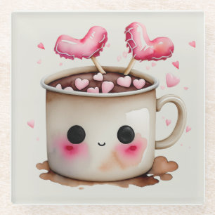 Niedliche Rosa und Creme Wasserfarbe Tasse Glasuntersetzer