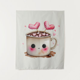 Niedliche Rosa und Creme Wasserfarbe Tasse Wandteppich