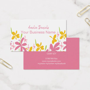 Niedliche rosa und gelbe Blume-Visitenkarte
