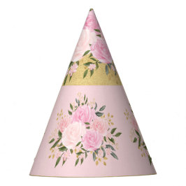 Niedliche Rosa und Goldflorengärten Girls Girls Partyhütchen