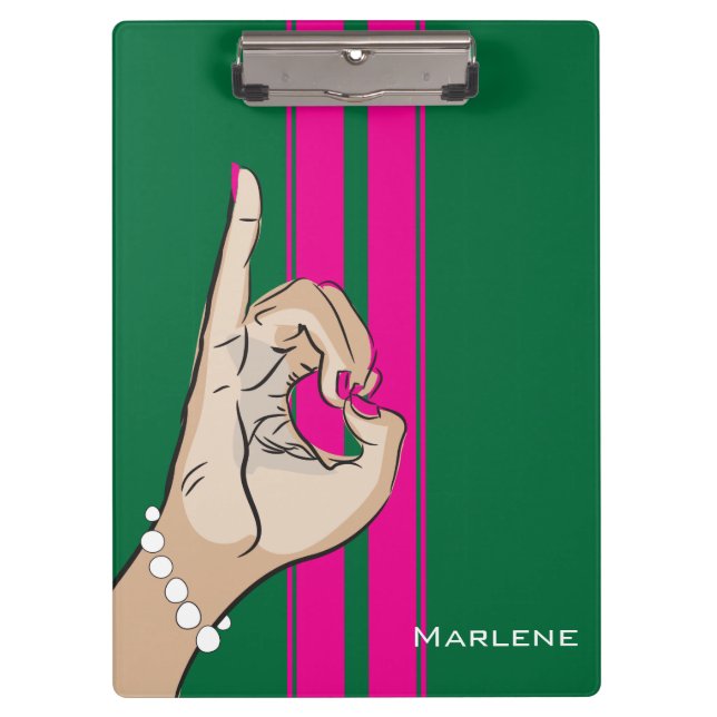 Niedliche rosa und grüne Illustration Klemmbrett (Vorderseite)