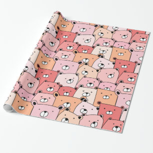Niedliche Rosa- und Orangenbären Geschenkpapier