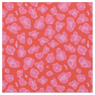 Niedliche Rosa und Rote Leoparden Stoff