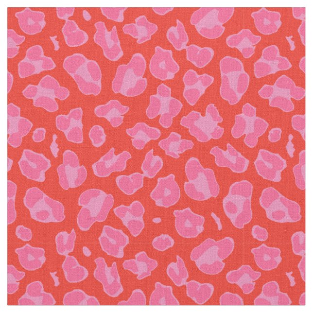 Niedliche Rosa und Rote Leoparden Stoff (Nahaufnahme)