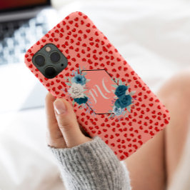 niedliche Rosa- und Rotherherdmuster Custom Monogr Case-Mate iPhone Hülle
