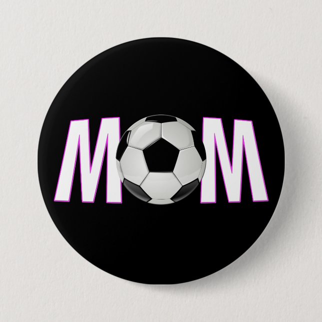 Niedliche Rosa- und Schwarz-Fußball-Mama Button-Bu Button (Vorderseite)