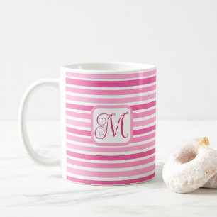 Niedliche Rosa und Weiß Streifen hinzufügen Erstma Kaffeetasse