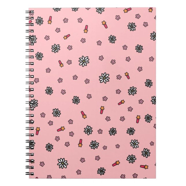 Niedliche rosa und weiße Blüten mit Korallenstern Notizblock (Vorderseite)