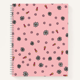 Niedliche rosa und weiße Blüten mit Korallenstern Notizbuch