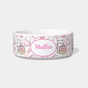 Niedliche Rosa und Weiße Katze drucken Personalisi Napf