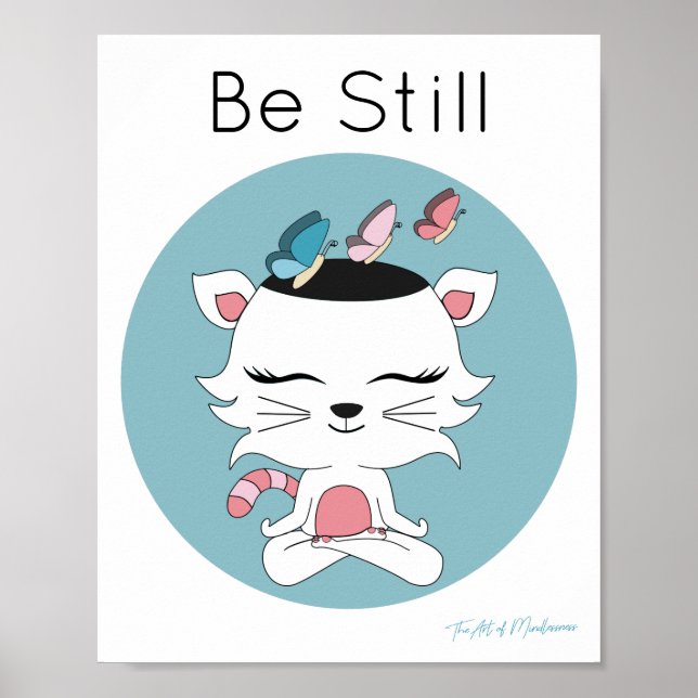 Niedliche rosa und weiße Katze in Medizin Poster (Vorne)