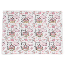 Niedliche, rosa und weiße Katzengeschenktasche
