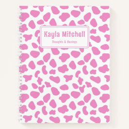 Niedliche Rosa und Weiße Kuh Drucken Personalisier Notizbuch