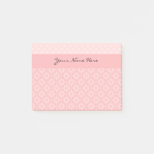 Niedliche rosa und weiße Polka-Punkte Post-it Klebezettel (Vorderseite)