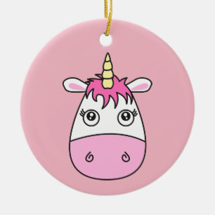 Niedliche rosa Unicorn-Baum-Dekoration Keramikornament