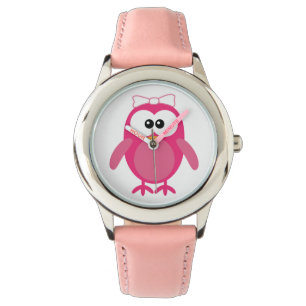 Niedliche rosa vektoreule mit Band Armbanduhr