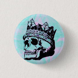 Niedliche rosa Vintage Schädelkrone Button