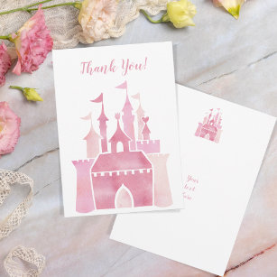 Niedliche Rosa Wasserfarbe gürtliche Burg Prinzess Dankeskarte