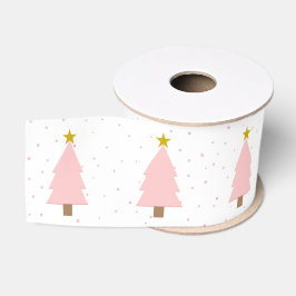 Niedliche, rosa Weihnachtsbaumlinie, Goldene Stern Ripsband