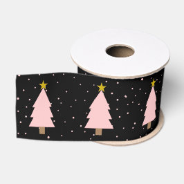 Niedliche, rosa Weihnachtsbaumlinie, goldene Stern Ripsband