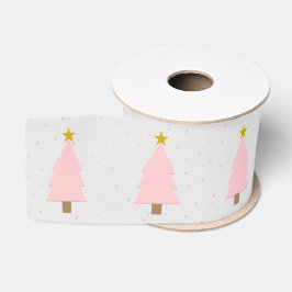 Niedliche, rosa Weihnachtsbaumlinie, goldene Stern Ripsband