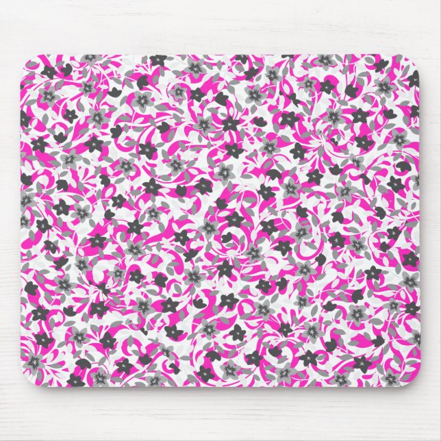 Niedliche, rosa, weiße abstrakte Blume Mousepad (Vorne)