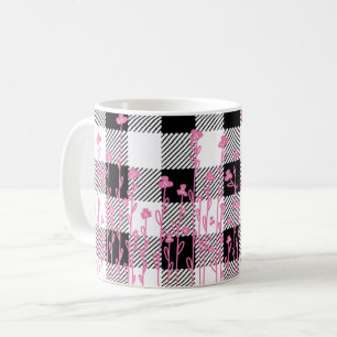 Niedliche rosa Wildblumen Doodle Schwarz-weiß kari Kaffeetasse